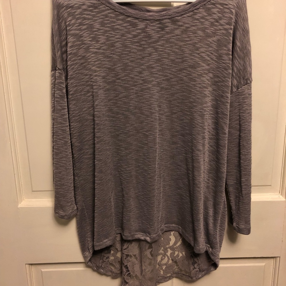 Gray sweater shirt with lace back